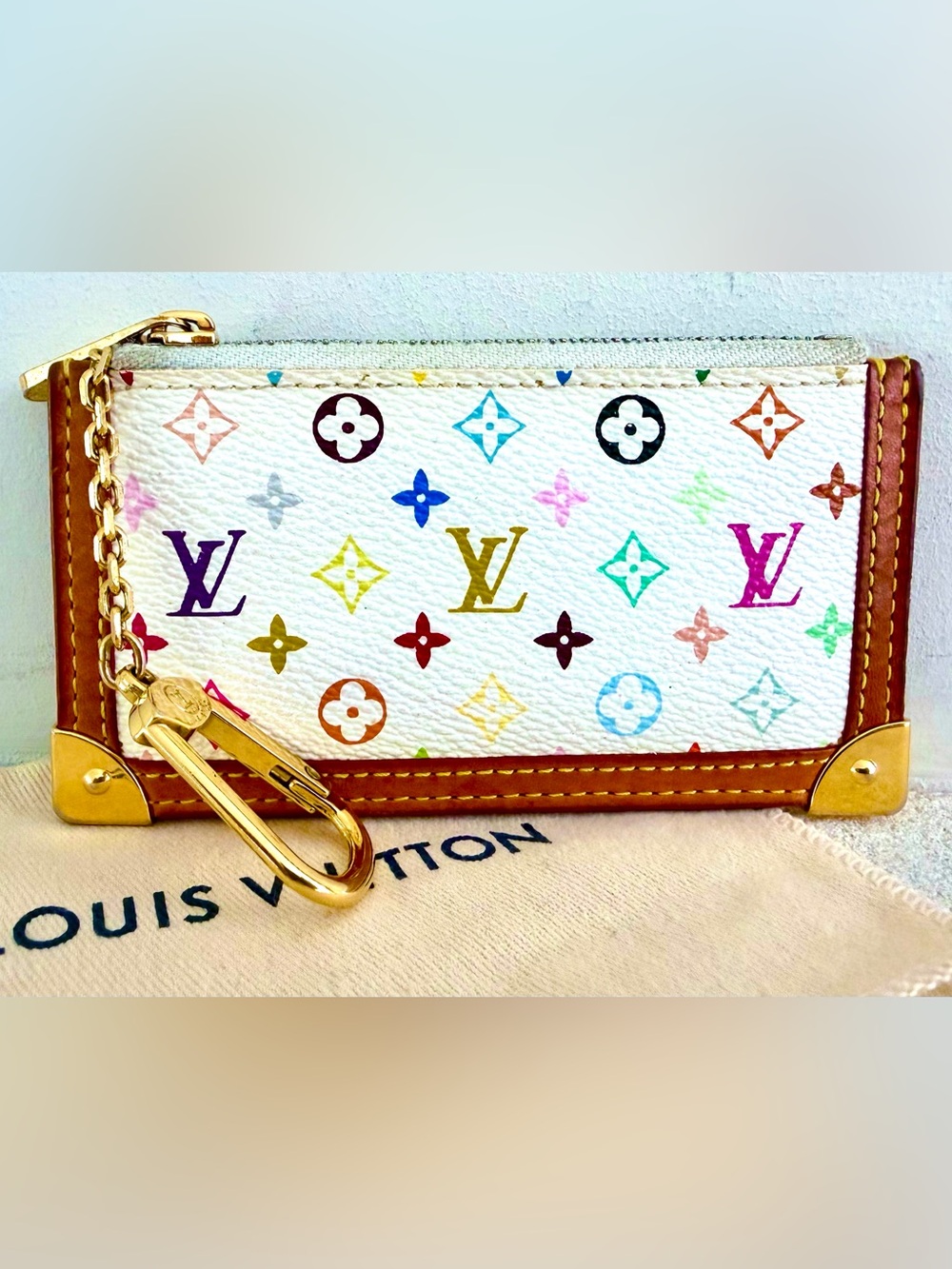 LOUIS VUITTON x MURAKAMI Multicolore Blanc Pochette Clés M92655